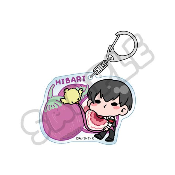 家庭教師REBORN! Q版雲雀恭彌鑰匙圈,坐茄子旁抱西瓜,小鳥在茄子上。