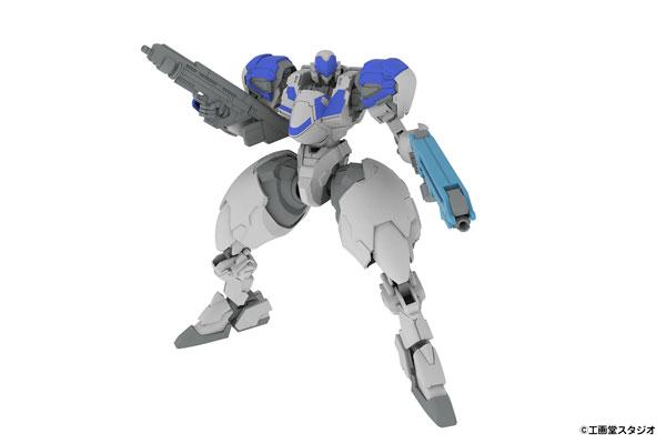 POWERDoLLS2 X-4S 裝甲步兵模型,白色藍色,持雙槍動態姿勢。