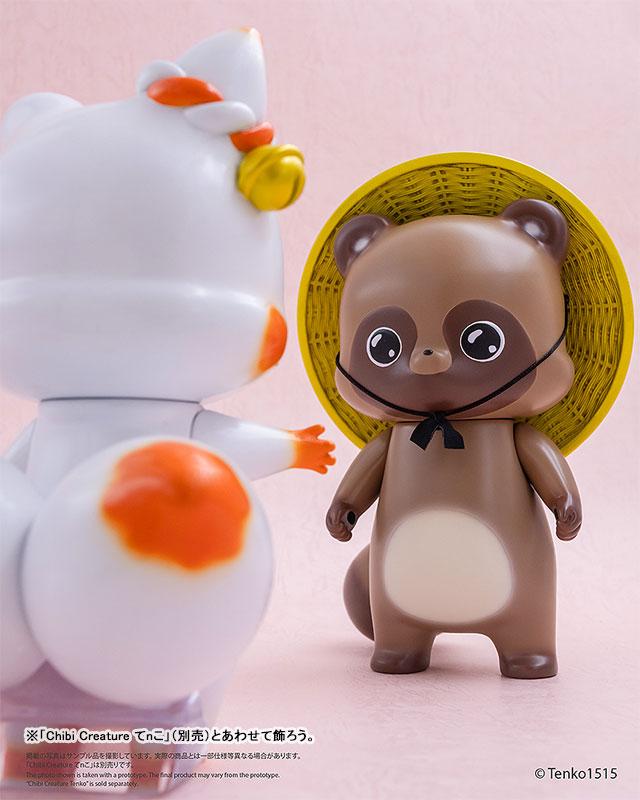 Q版 Creature 二尾小狐 Ponkichi 白色軟膠模型與狸貓模型。