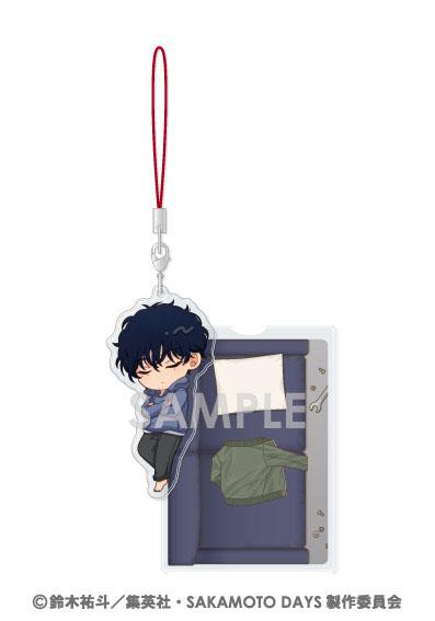 《坂本日常》晚安壓克力吊飾,Q版人物與床鋪背景,6個入BOX其中一款設計。
