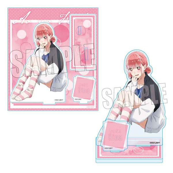 蝶野雛 立牌, 青春之箱 社團商品, 粉色背景, 坐姿微笑.