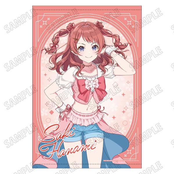 「學園偶像大師」櫻花色掛布,花海咲季微笑擺姿勢。