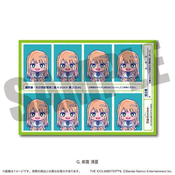 「學園偶像大師」紫雲清夏證件照風格貼紙,Vol.2,八個相同設計。