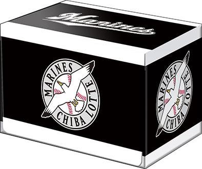 武士道牌組收納盒,黑白配色,印有千葉羅德海洋隊徽標。