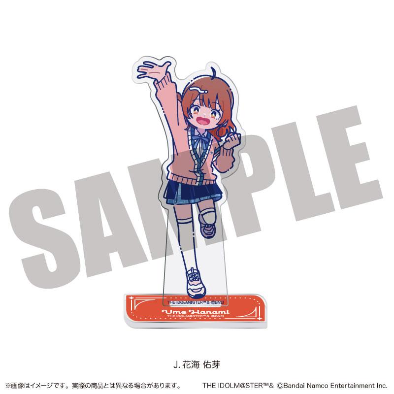「學園偶像大師」立牌,花海佑芽舉手微笑的全身立繪。