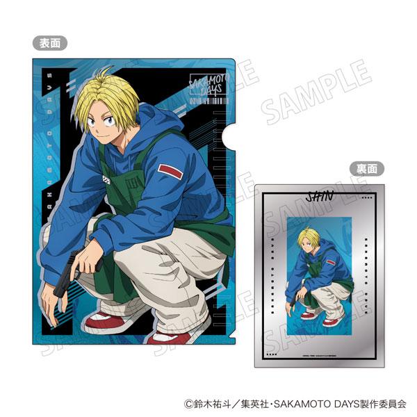 A4金屬透明文件夾,坂本日常,設計B:朝倉新圖案,顯示正反面。