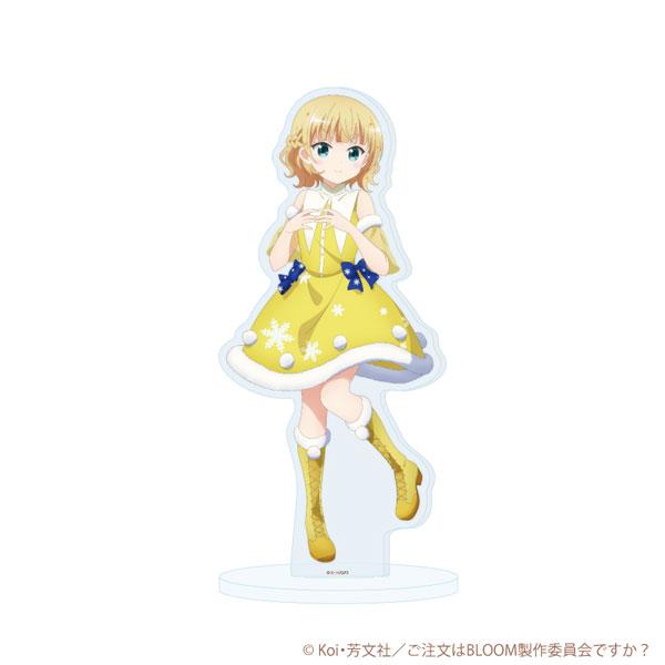 立牌:桐間紗路雪之妖精ver.,身穿黃色雪花洋裝的原創插圖。