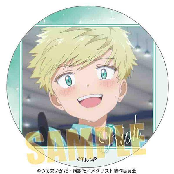 金牌得主 回憶徽章:鴗鳥理凰,金色短髮角色微笑特寫圓形徽章。