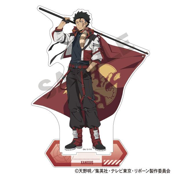 家庭教師REBORN! XANXUS立牌,手持旗幟,紅色披風背景。