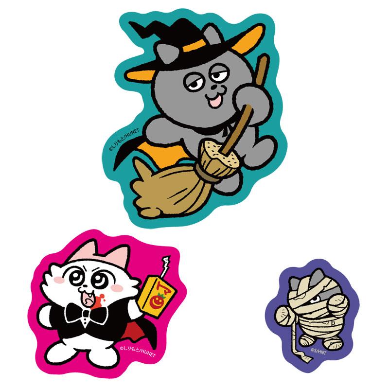 嗚莓貓貓貼紙,萬聖節主題,巫婆貓、吸血鬼貓、木乃伊貓,共三款。