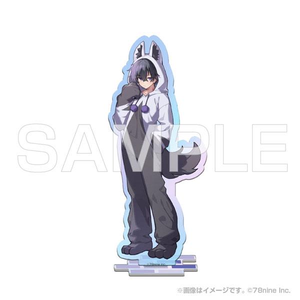 黑神Yuma動物裝極光立牌:人物穿著狼型動物裝,站在透明底座上。