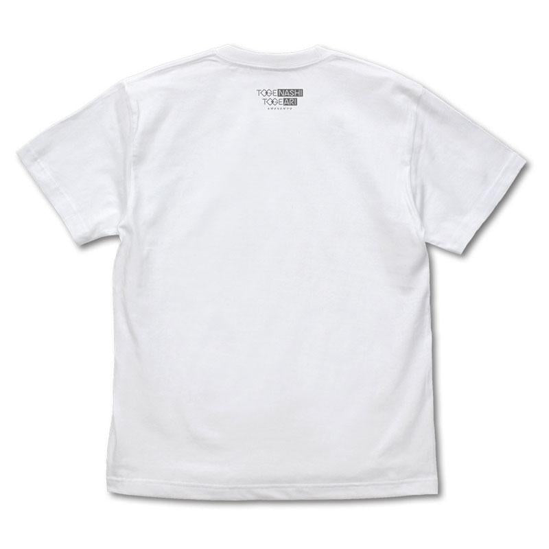 河原木桃香「全部都放進去。」T恤/WHITE-S,白色短袖背面圖,領口有文字圖案.