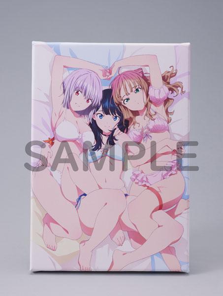 劇場版『GRIDMAN Universe』帆布畫,六花、茜、夢芽躺臥,組成心形,色彩柔和。