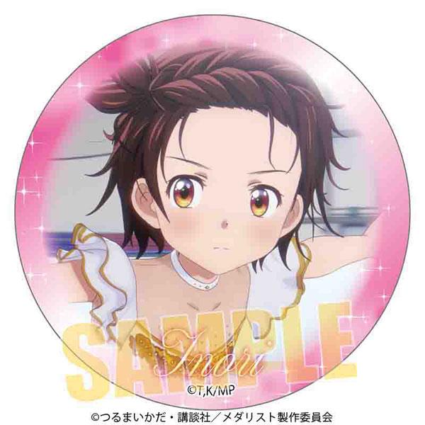 金牌得主 回憶徽章:Anou角色,花式溜冰服裝,粉色背景。