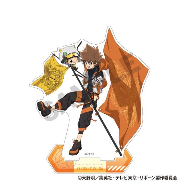 家庭教師REBORN!立牌:利邦&澤田綱吉持旗幟,動漫人物造型,預約商品。