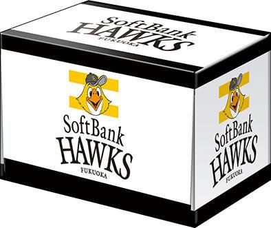 高級牌組收納盒,福岡軟銀鷹隊設計,帶球隊標誌和卡通鷹圖案。