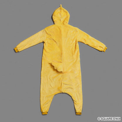 [預訂] 最終幻想XIV 肥陸行鳥布偶裝，背面展示，黃色絨毛材質，帶帽子和尾巴。