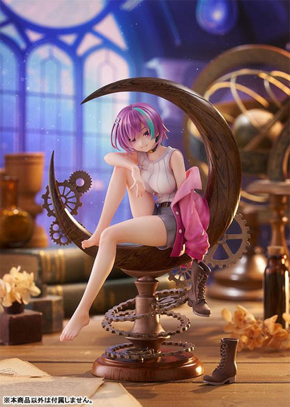 (限定版)茨木梨乃 1/7 完成品模型，人物坐於月亮造型齒輪底座上。