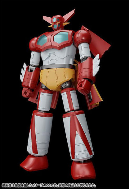 MODEROID 三一萬能俠1號 模型，紅色、白色和黃色塗裝，全身照展示。