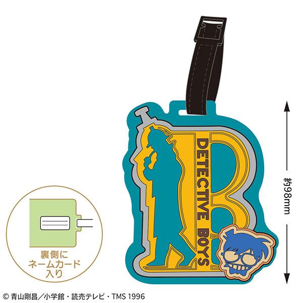 [預訂] 名偵探柯南行李標籤，柯南偵探徽章設計，藍色輪廓，偵探剪影，帶姓名卡。
