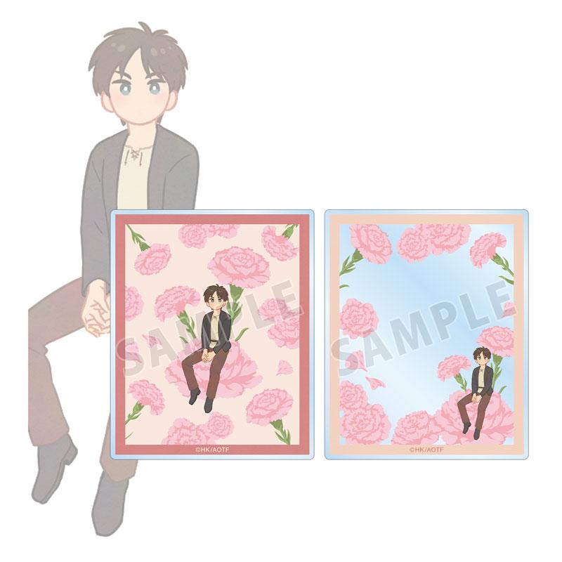 [預訂] 進擊的巨人 艾連 Botania 壓克力卡片套裝，花朵背景，艾連坐姿設計。