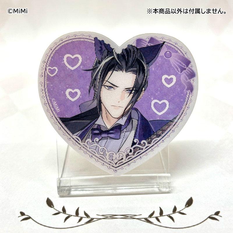 江澄壓克力貼紙，心形設計，紫色背景，貓耳造型。