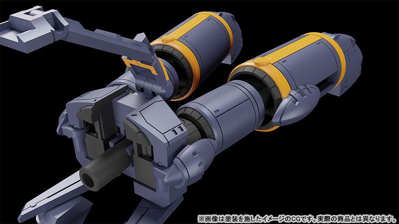MODEROID 飛越巔峯！ Gunbuster 模型部件展示，灰色和黃色細節。