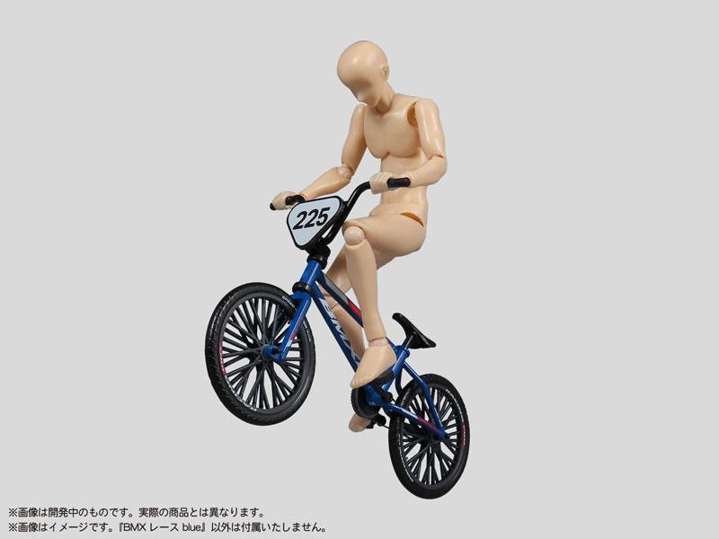 藍色BMX賽車塑膠模型與可動人偶騎乘姿勢