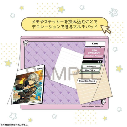 [預訂] 偶像夢幻祭 DECOPAD 鉋，展示可裝飾筆記和貼紙的多功能墊，包含角色卡片設計。