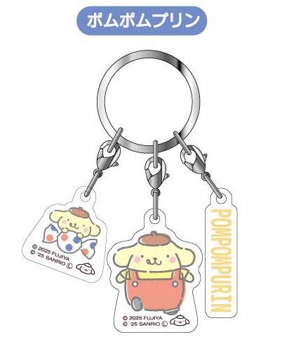 [預訂] PEKO×三麗鷗角色布甸狗3連鑰匙扣，包含不同造型的布甸狗。