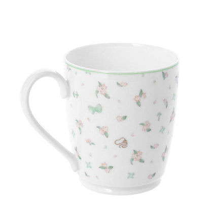 [預訂] 忍者亂太郎三年級花朵馬克杯，白色瓷杯身印有可愛花朵圖案。