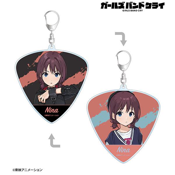 [Pre-order] Girls Band Cry Nina Isori guitar pick type double-sided large keychain "Pre-order for February 25"