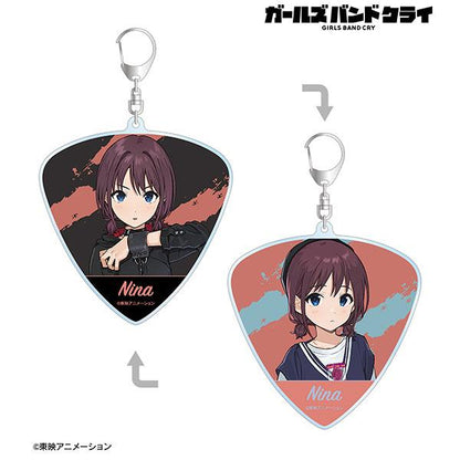 [Pre-order] Girls Band Cry Nina Isori guitar pick type double-sided large keychain "Pre-order for February 25"