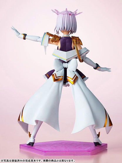 新條茜(New Order) 可動塑膠模型，背面視角，白色和紫色服裝，展示精緻細節。