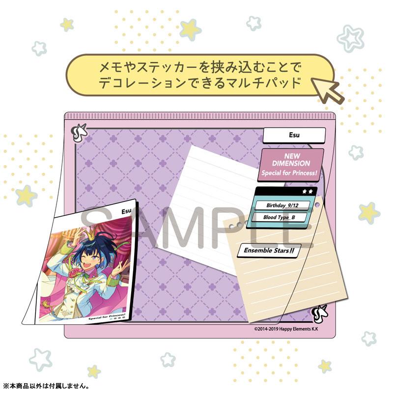 [預訂]偶像夢幻祭 DECOPAD S，包含角色卡片與裝飾便條紙的示意圖。
