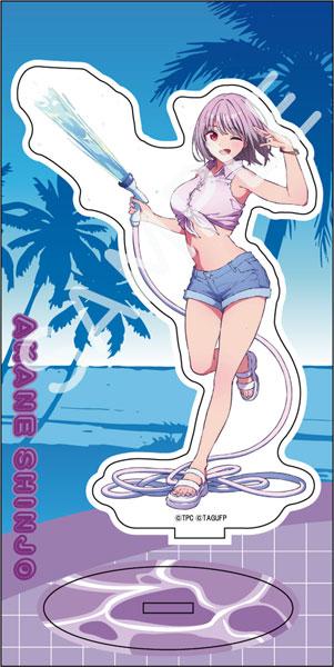 [預訂] 劇場版『GRIDMAN Universe』新條茜暑假Ver.立牌，手持水槍，海灘背景。