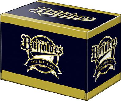 高級牌組收納盒，深藍色搭配金色線條，印有歐力士猛牛隊標誌。