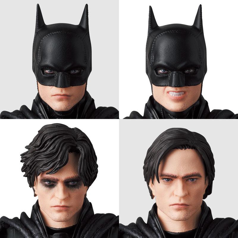 MAFEX No.188 THE BATMAN人偶頭雕特寫，包含戴面罩與未戴面罩四種表情。