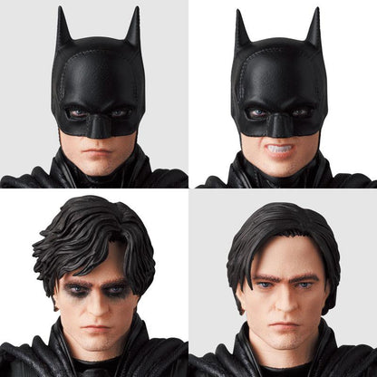 MAFEX No.188 THE BATMAN人偶頭雕特寫，包含戴面罩與未戴面罩四種表情。
