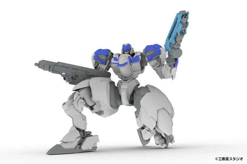 POWERDoLLS2 1/48 X-4S 裝甲歩兵模型，白藍色機體持雙槍。