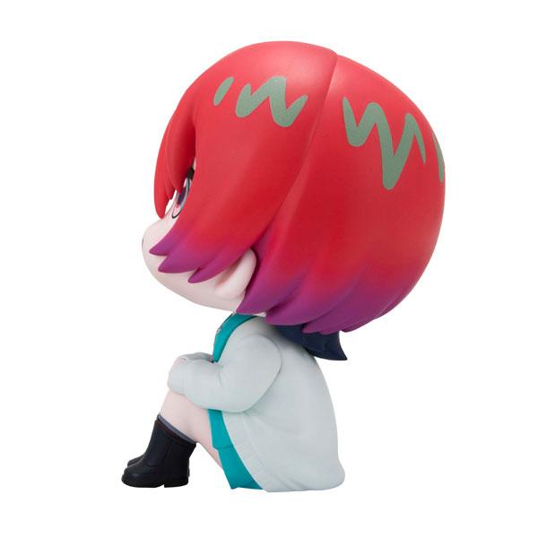 [預訂] LookUp 天手讓葉(瑪秋) 完成品模型側面圖，紅髮紫挑染，坐姿。