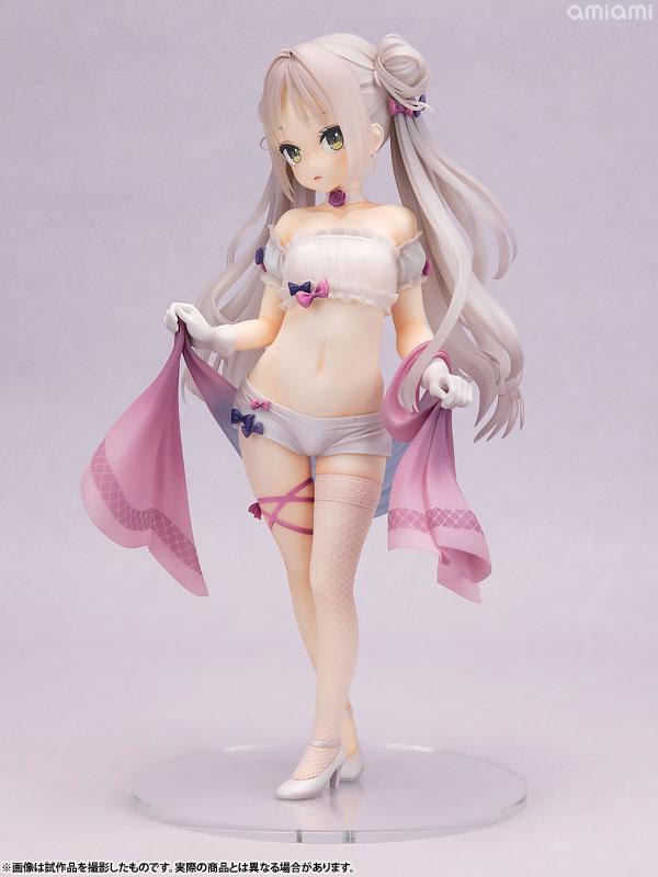 栫香那子1/5.5比例完成品模型，米奇王繪製，白色服裝，手持粉色薄紗。