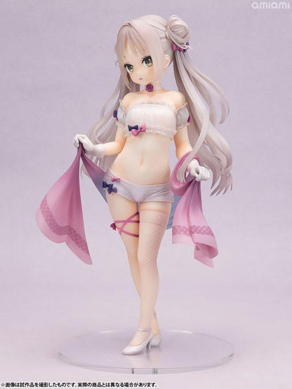 栫香那子1/5.5比例完成品模型，米奇王繪製，白色服裝，手持粉色薄紗。