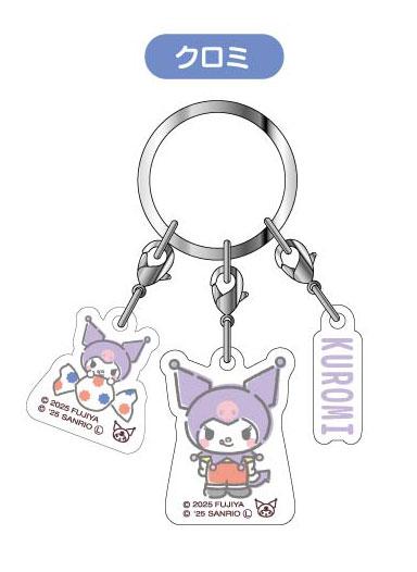 [預訂] PEKO×三麗鷗 Kuromi 3連鑰匙扣，包含Kuromi角色圖案。