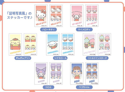 [預訂] PEKO×三麗鷗角色們 Memory Cut 紙ID照盒裝，展示多款角色設計。