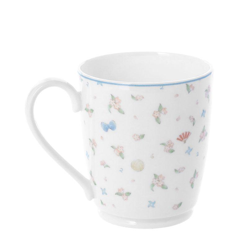 [預訂] 忍者亂太郎 二年生馬克杯，白色，花朵圖案。