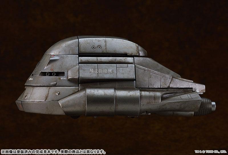 MODEROID 『哥吉拉』超級X 模型，1984年電影版，銀色機身側面特寫。