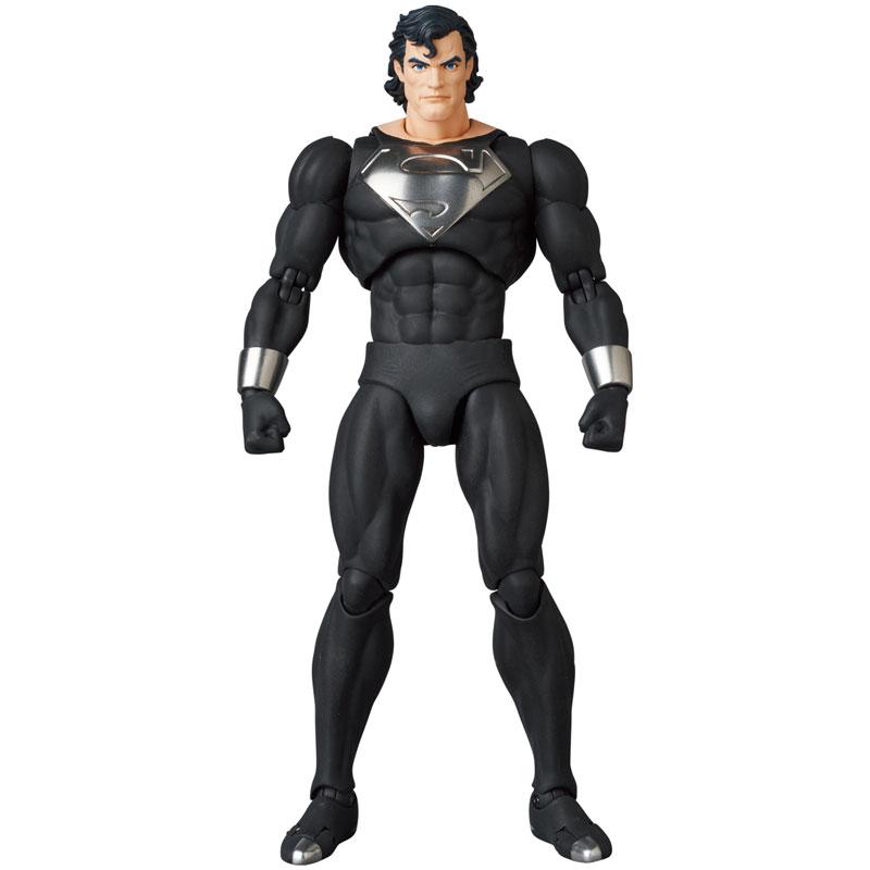 MAFEX SUPERMAN(RETURN OF SUPERMAN)可動人偶，黑色戰衣，銀色標誌。