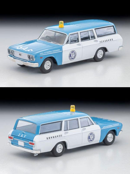 [預訂] Tomica Limited Vintage LV-203b 豐田 Masterline Light Van (JAF) 66年式模型車，藍白色塗裝。