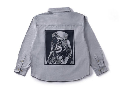 [預訂] 蔚藍檔案 赤冬聯邦學園 軍襯衫背面，人物漫畫印花。